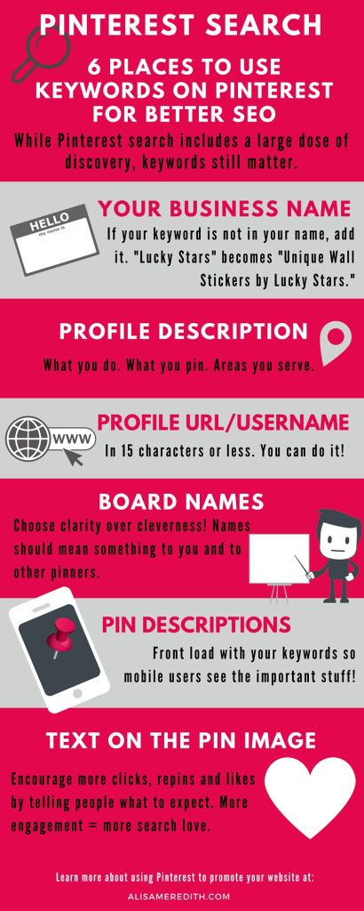 Want to improve your Pinterest SEO? Include your keyword in these places.