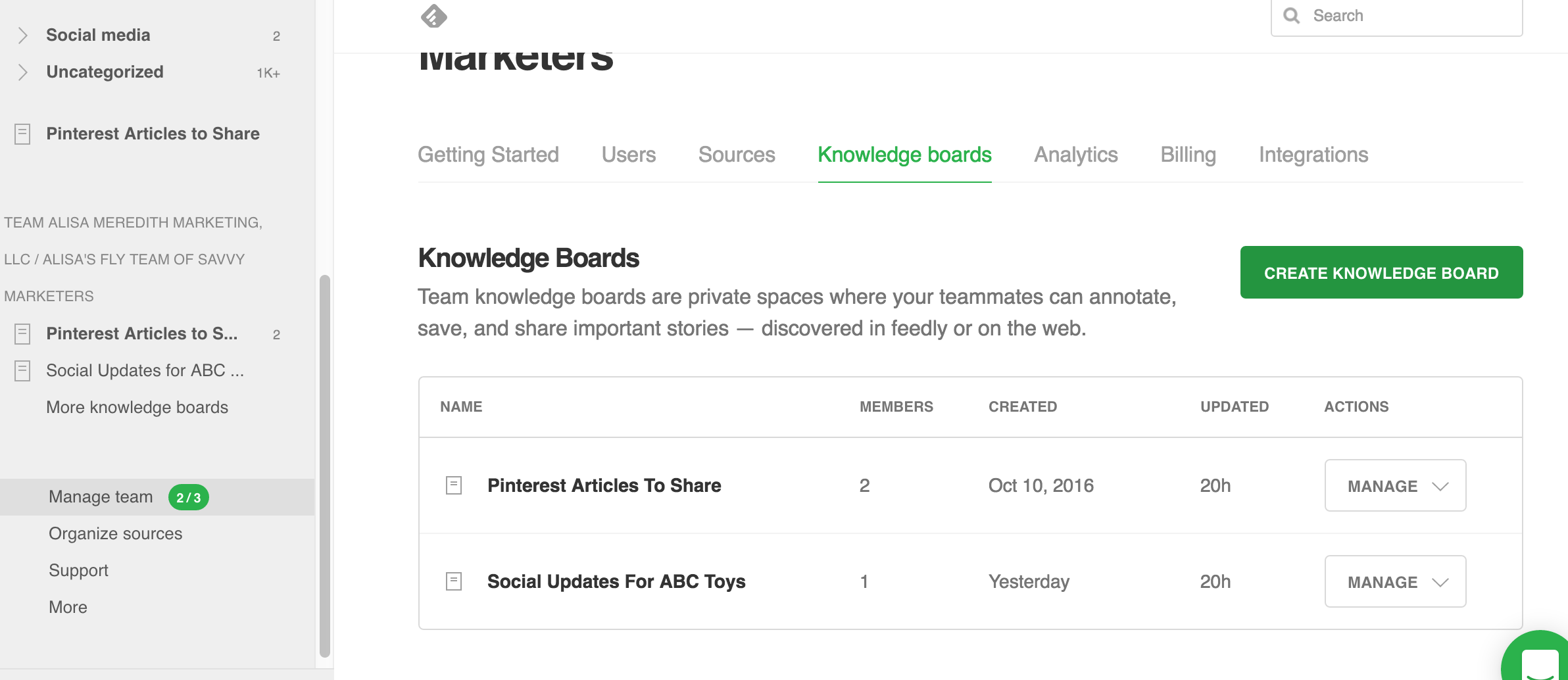 Create a Feedly Knowledge Board