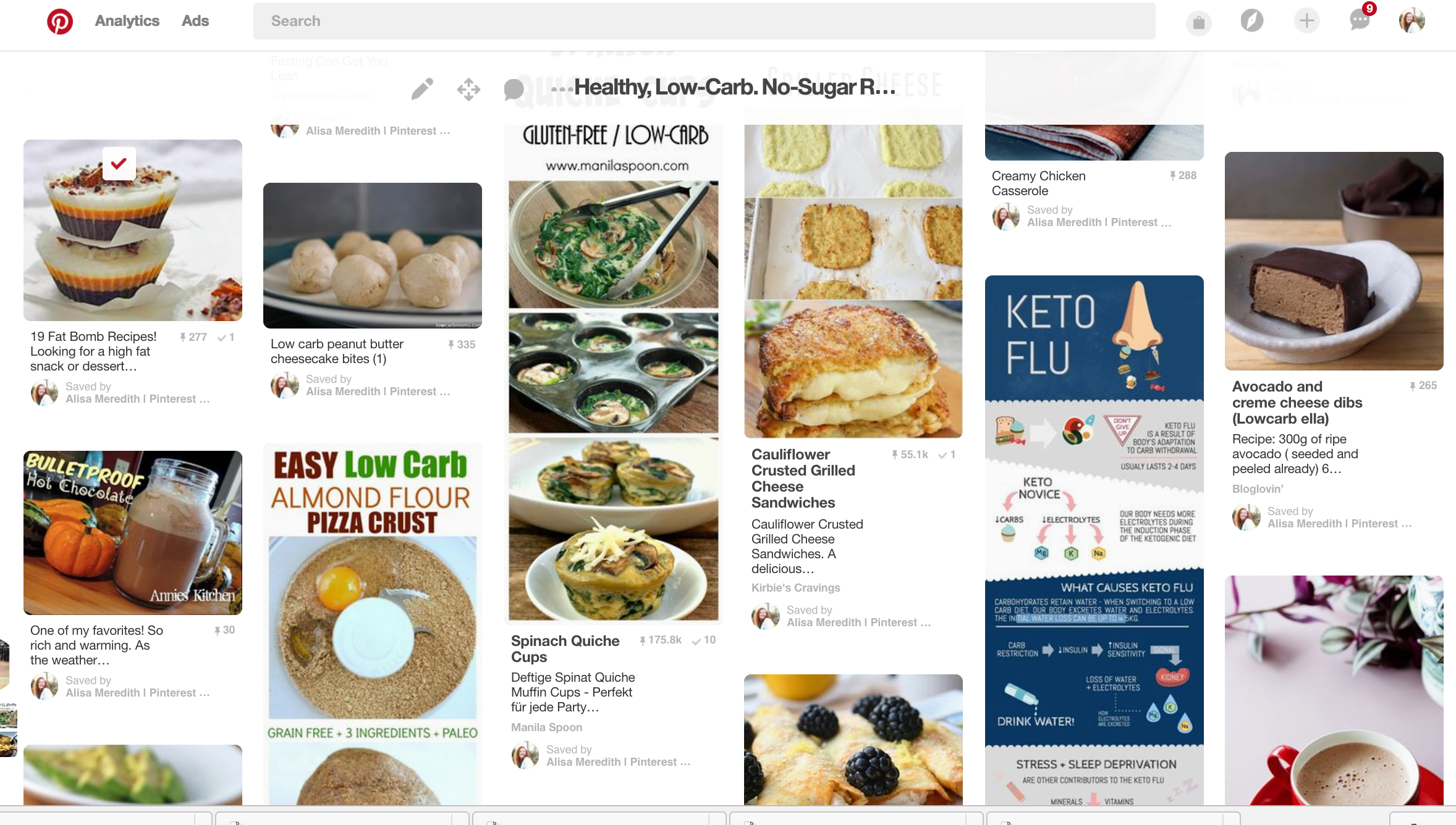 Pinterest feed with tried it check marks