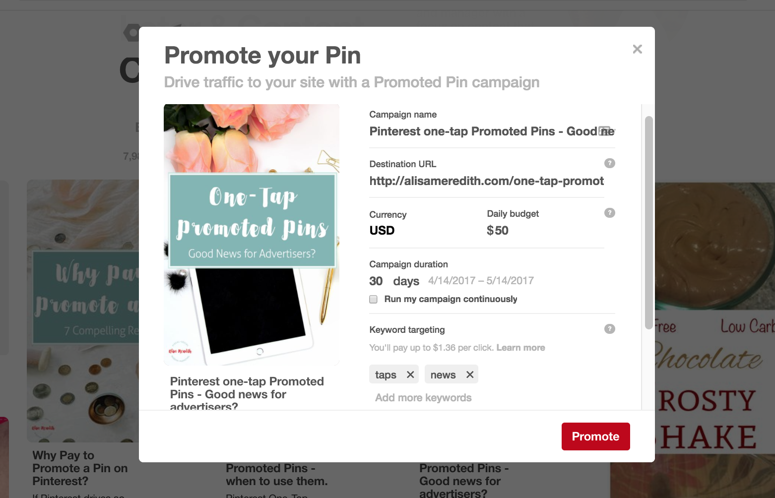 Using the boost button to promote a pin on Pinterest - don't do it!