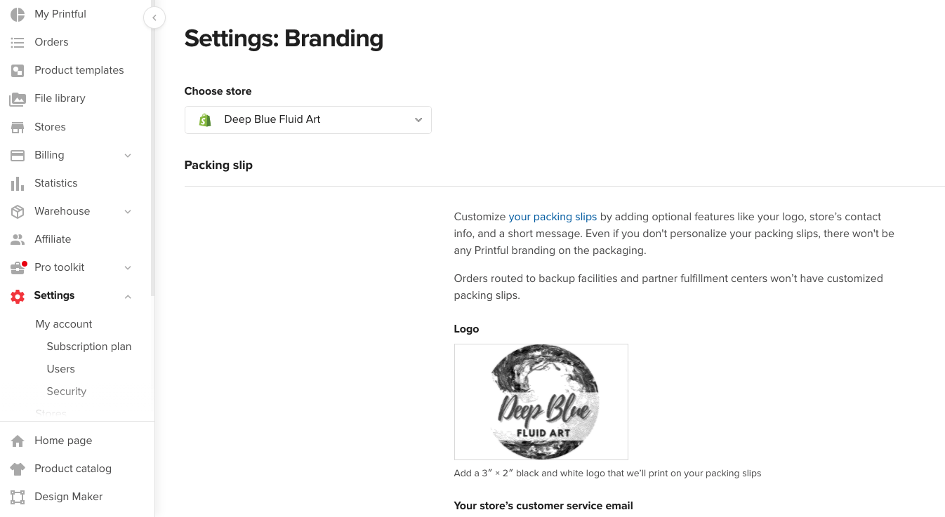 branding your packing slip on printful